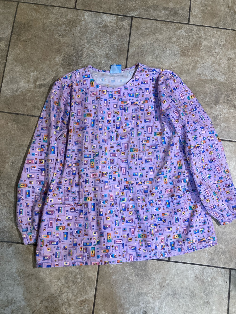 Purple Printed Women's Long-Sleeve Pajama Top